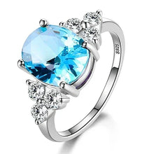925 Sterling Silver Zircon Rings With White Pink Light Blue Champagne Zircon Oval Stone  Fashion Jewelry  Party Gifts For Women