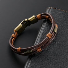 Bracelet Men's Genuine Cowhide Hemp Rope Stainless Steel Alloy Bracelet Fashionable Vintage Bracelet Factory Direct Sales