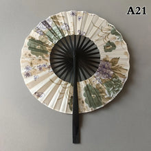 1 Piece Chinese Flower Pattern Round Bamboo Handheld Fan With Tasse Portable Folding Fan Wedding Dance Fan Home Party Decor
