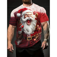 Funny Christmas Party Pattern T Shirt For Men Santa Claus 3D Printed Tees Summer Casual Short Sleeve Loose T-Shirts O-Neck Tops