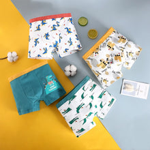 4Pcs/Lot Boys Cotton Boxer Briefs Teenager Cartoon Print Soft Children Panties Dinosaur Polar Bear Car Toddler Kids Underwear