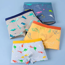 4Pcs/Lot Boys Cotton Boxer Briefs Teenager Cartoon Print Soft Children Panties Dinosaur Polar Bear Car Toddler Kids Underwear