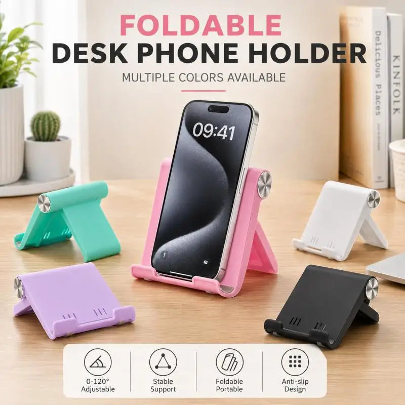 Foldable Phone Stand, 8 Colors Adjustable Desk Holder, Portable Anti-Slip Support for Phone Tablet Office Travel