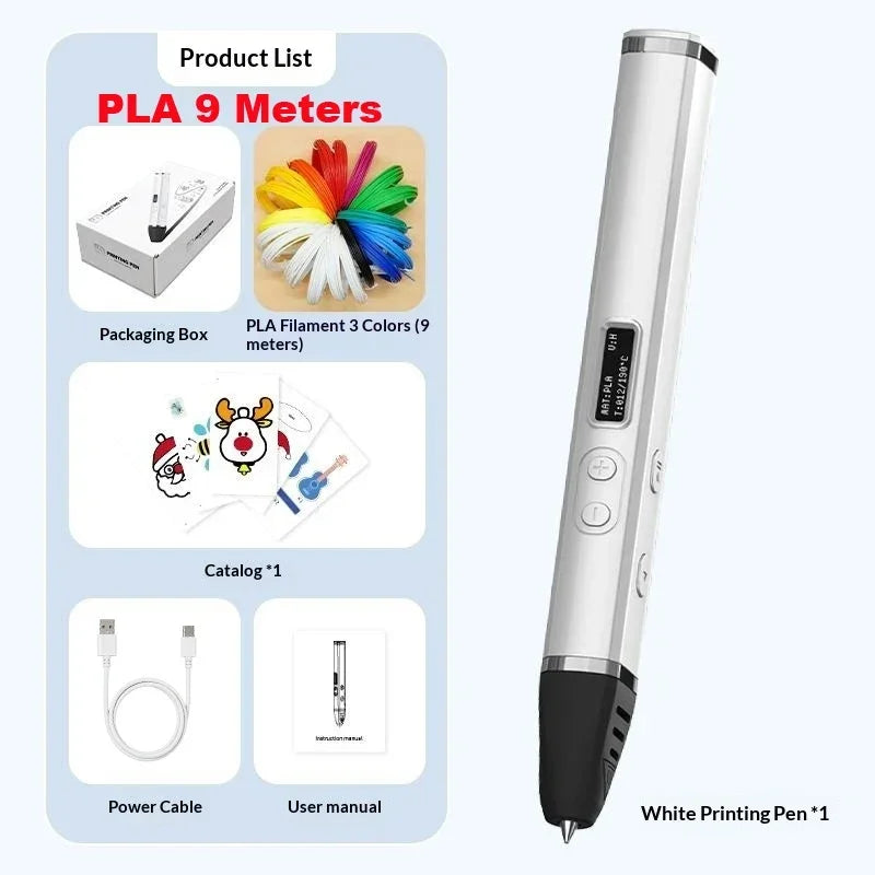 Professional 3D Print Pen Competition Level OLED Display 3D Printing Pens With PLA Filament 3D Doodling Making Detachable Design