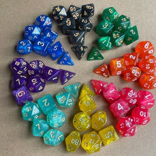 7PCS New Starry Glitter DND Dice Set, D4/D6/D8/D10/D12/D20 Polyhedral RPG Dice for Tabletop Games, Board Game Accessories