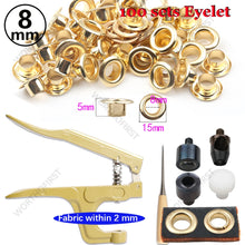 5/8mm Brass Eyelets with Multifunctional Pliers Kit Leather Grommet Round Eye Rings for Shoes Bag Belt Scrapbooking
